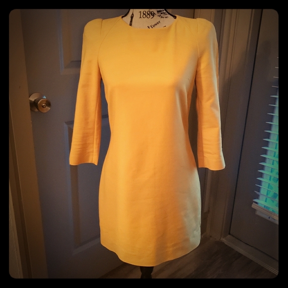 Zara Dresses & Skirts - Zara Yellow Dress with Shoulder Pads